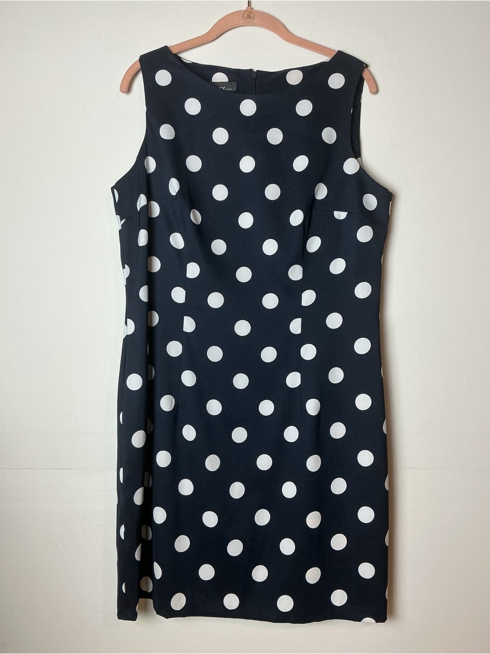 ALYX Navy/White Polka Dot Sheath Dress - Size 16